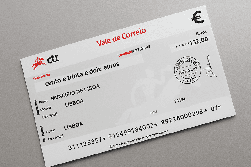 ✅ Como Renovar o Passaporte Brasileiro no Porto (Guia 2025 Correio e Presencial) Exemplo de vale postal para passaporte brasileiro no Porto.